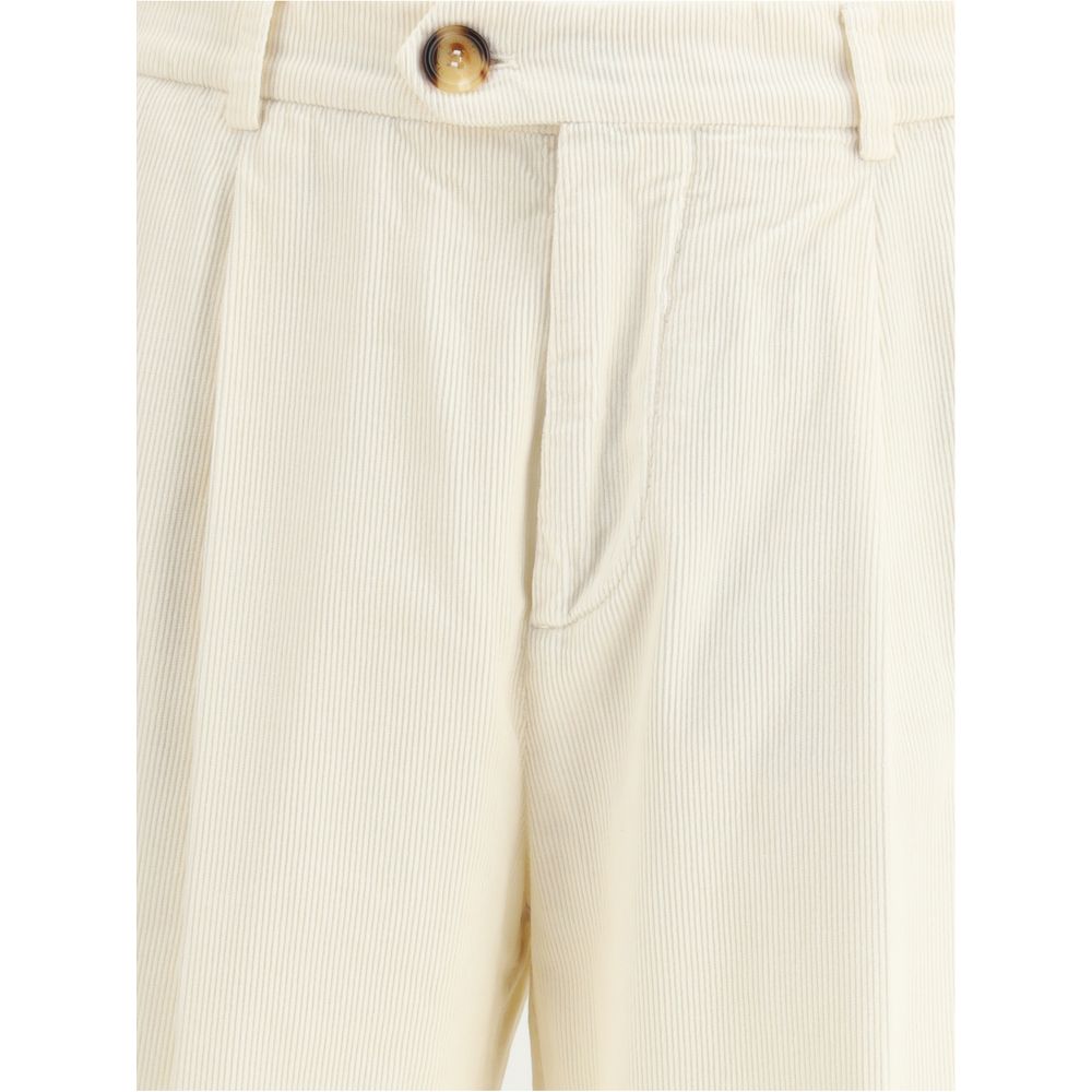 Cream Cotton Casual Pants
