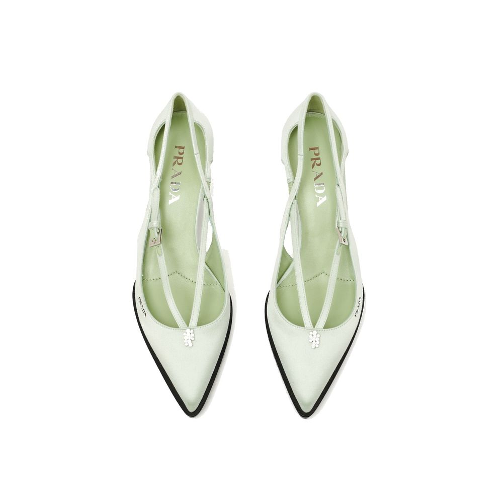 Green Silk Mid Heel Pumps