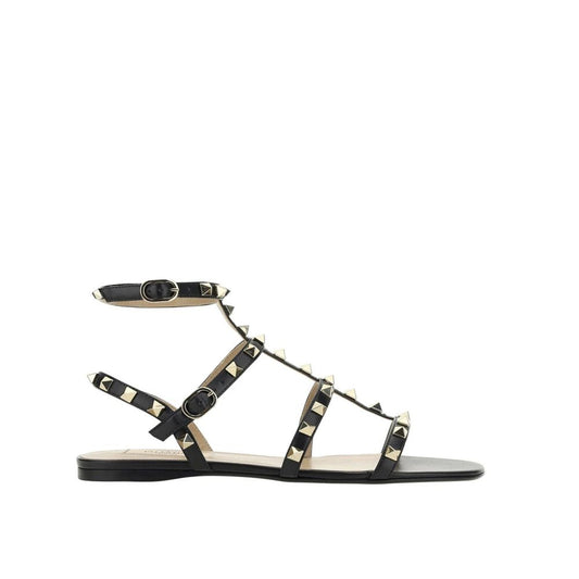 Black Calfskin Strap-On Sandals