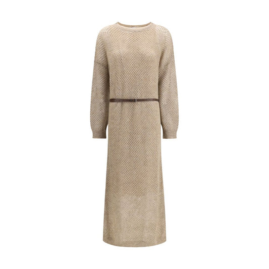 Beige Mohair Casual Dress
