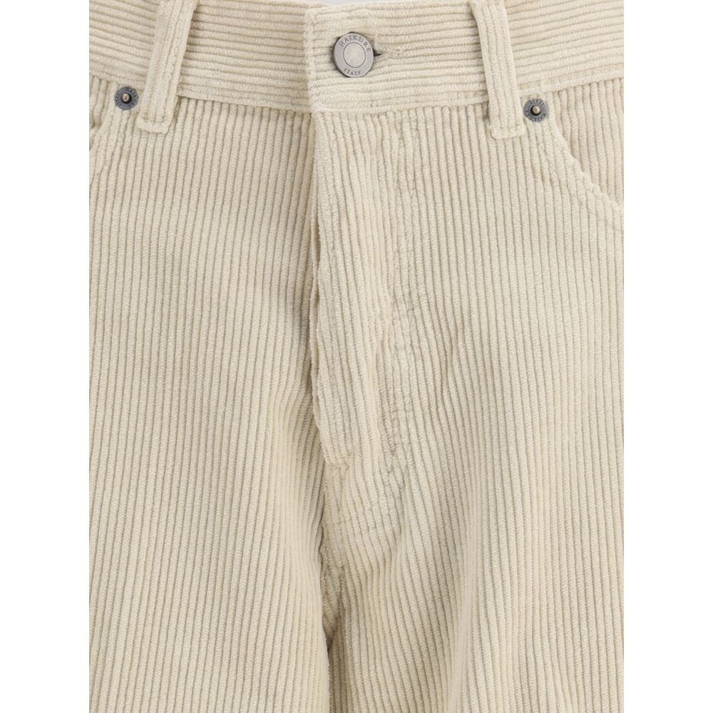 Beige Cotton Casual Pants