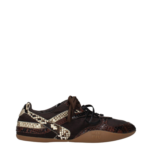 Brown Fabric Low Top Sneakers