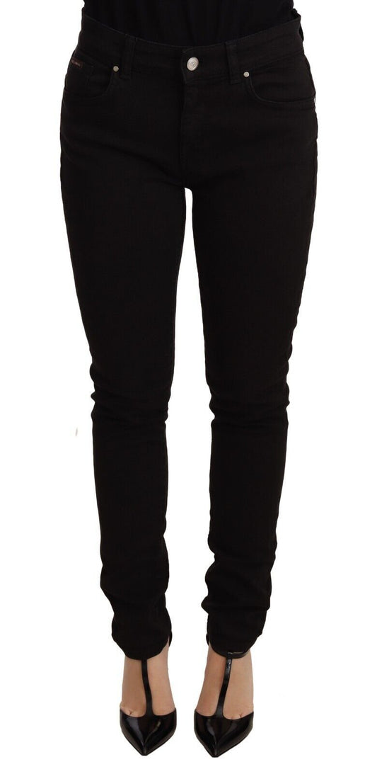 Black Skinny Denim Logo Cotton Stretch Jeans