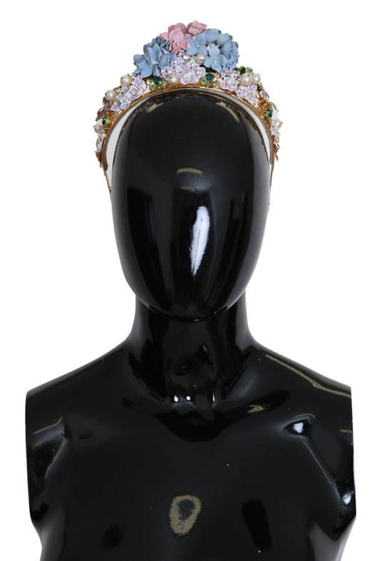 Gold Crystal Purple Hortensia Headband Crown Diadem