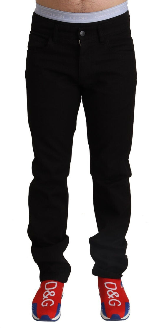Black Cotton Straight Men Jeans STAFF Pants