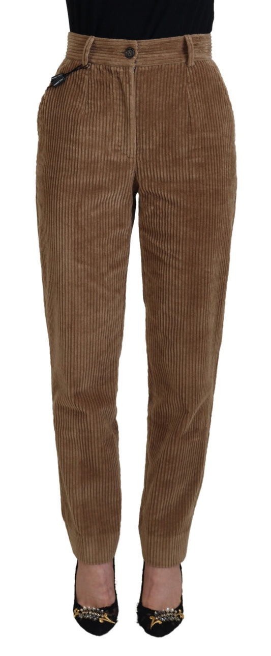 Brown Tapered Corduroy Cotton Pants