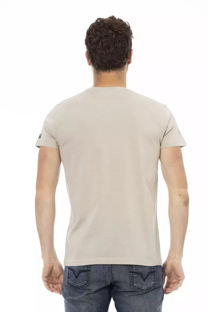 "Beige Cotton Men T-Shirt"