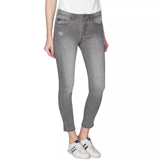 Gray Cotton Women Jeans with Push-Up Fit
