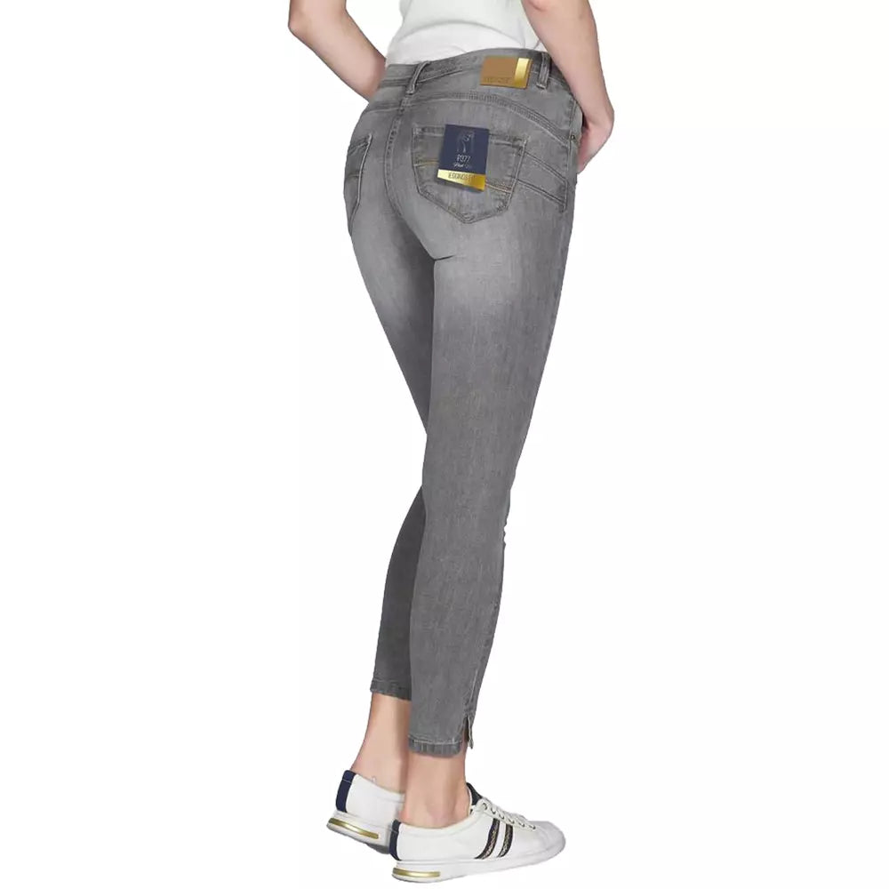 Gray Cotton Women Jeans with Push-Up Fit
