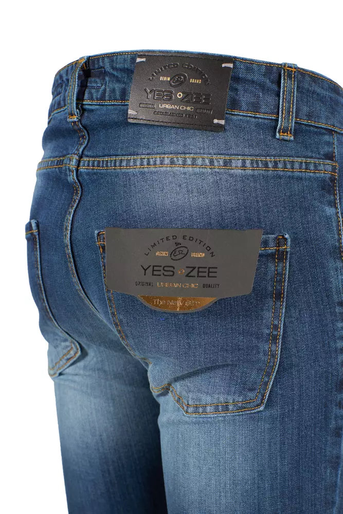 Blue Cotton Men's Slim-Fit Jeans