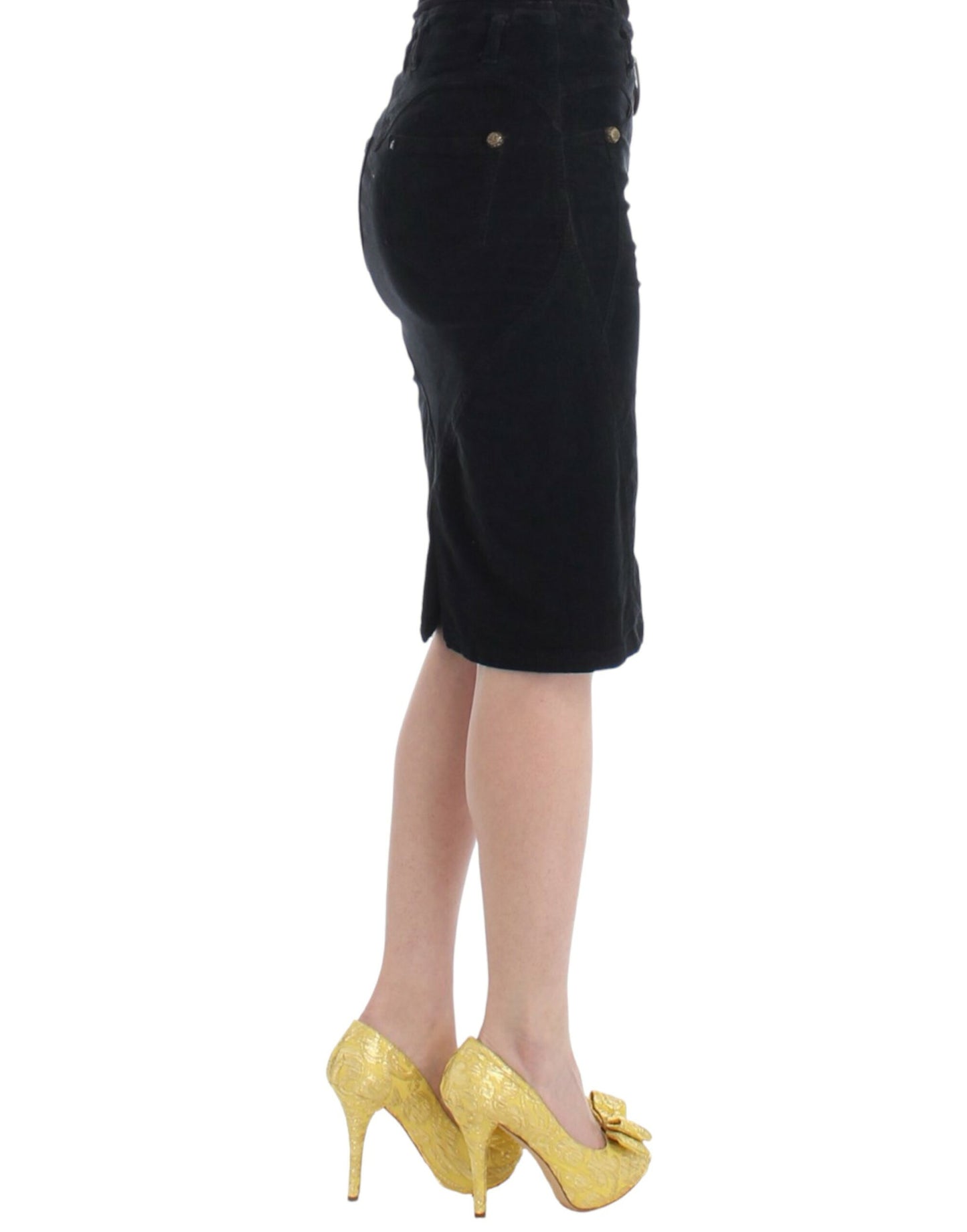 Black Corduroy Pencil Skirt