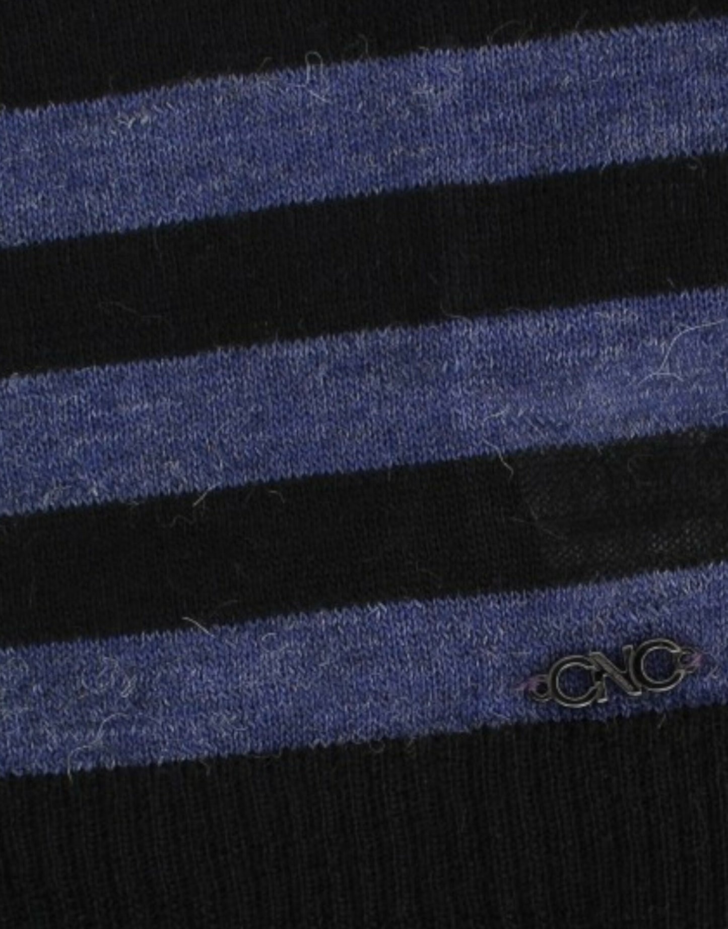 Black striped V-neck sweater