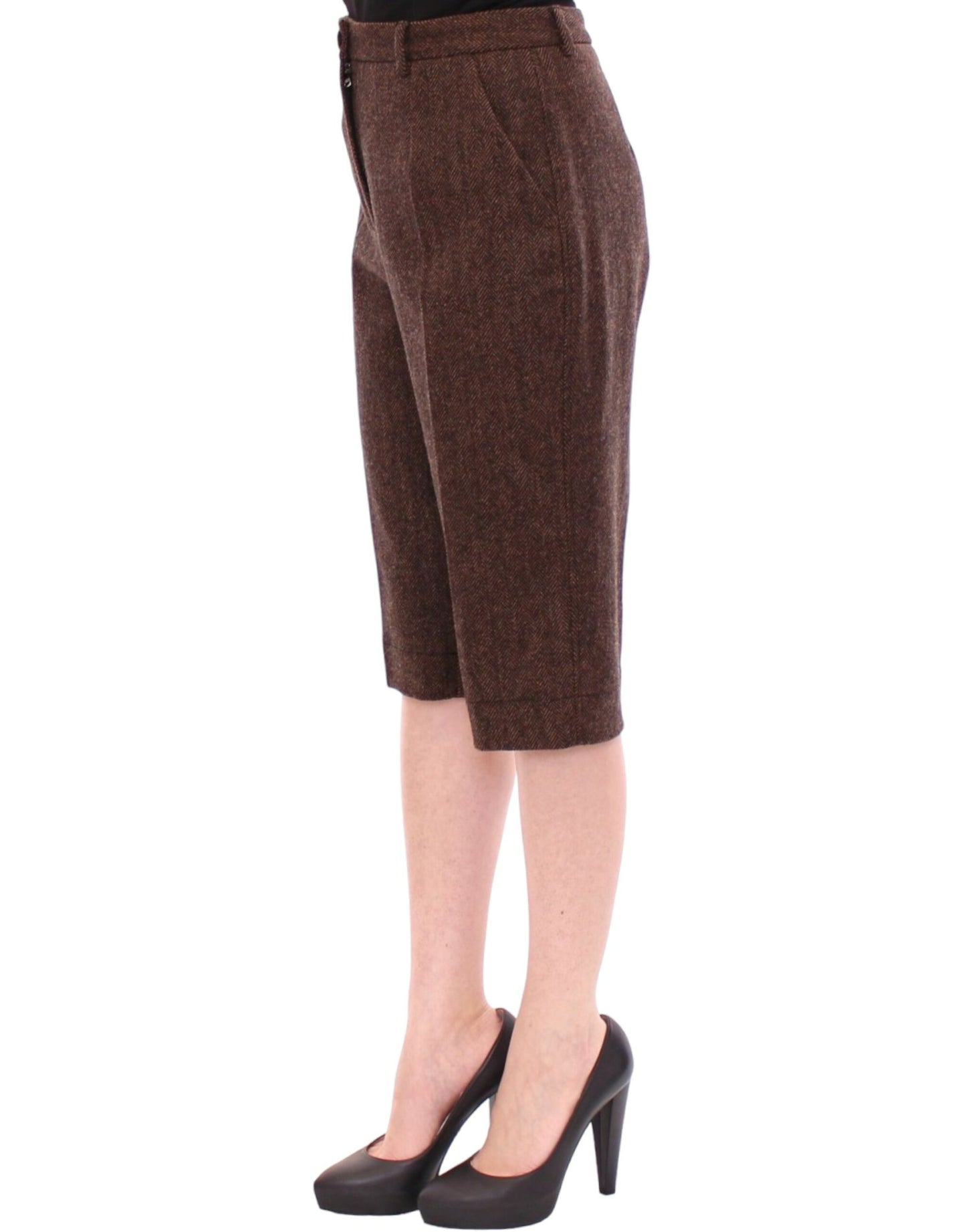 Elegant Wool Blend Brown Shorts