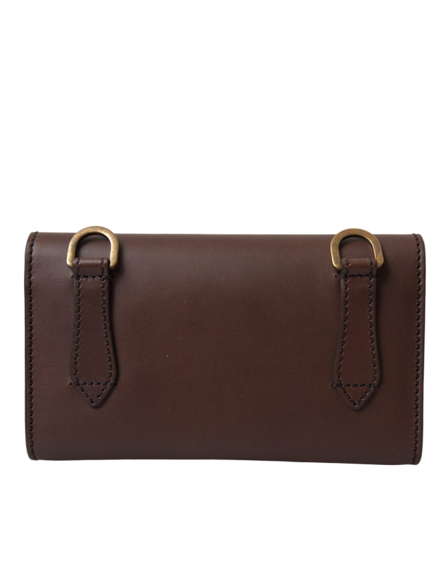 Brown Leather Logo Embossed Men Mini Shoulder Bag