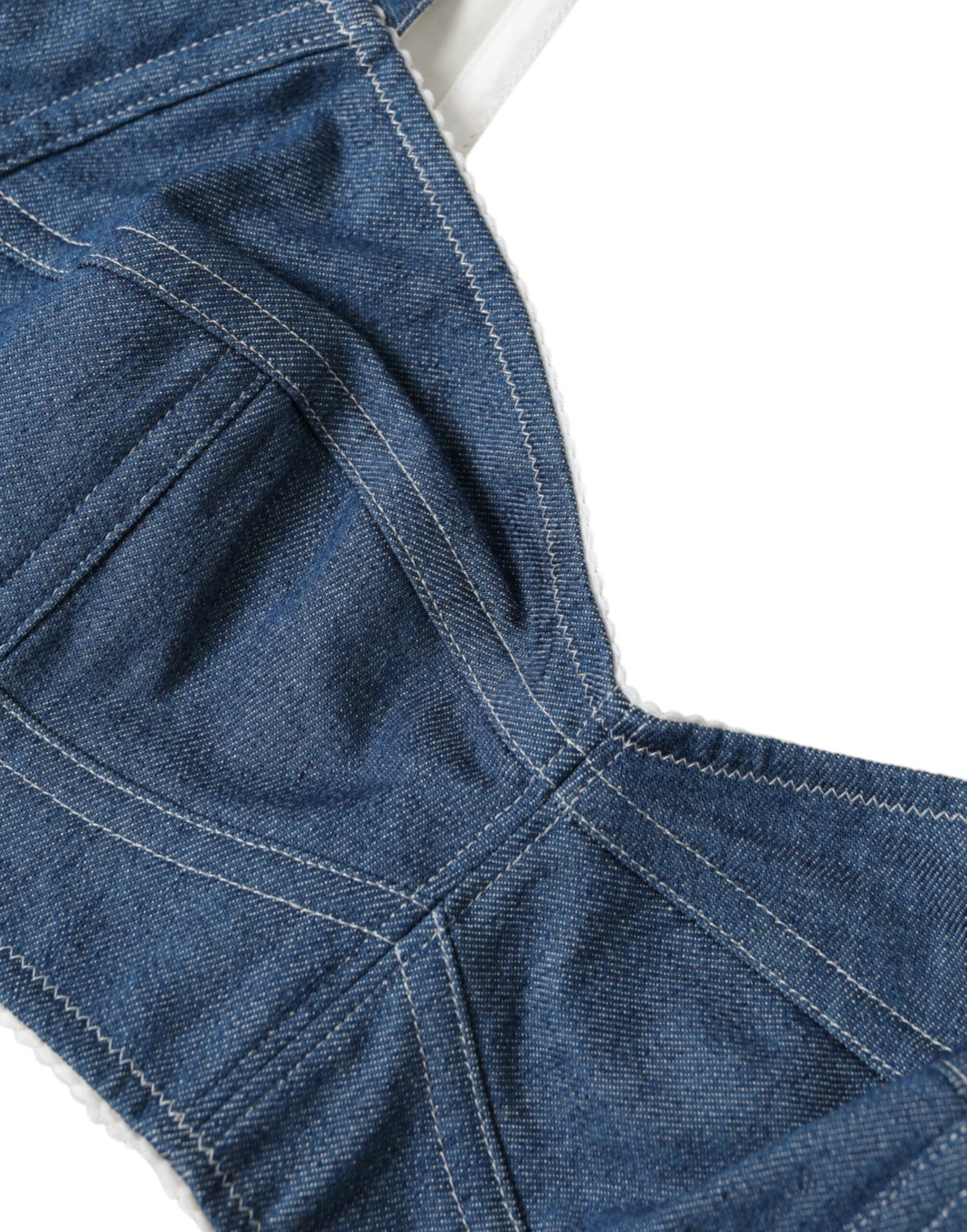 Blue Sleeveless Bustier Crop Cotton Denim Top