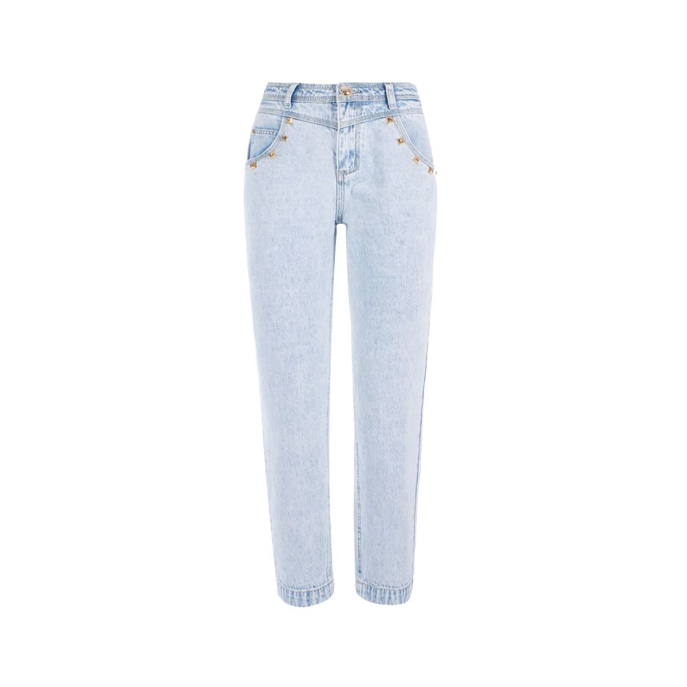 Blue Cotton Women High-Waisted Jean