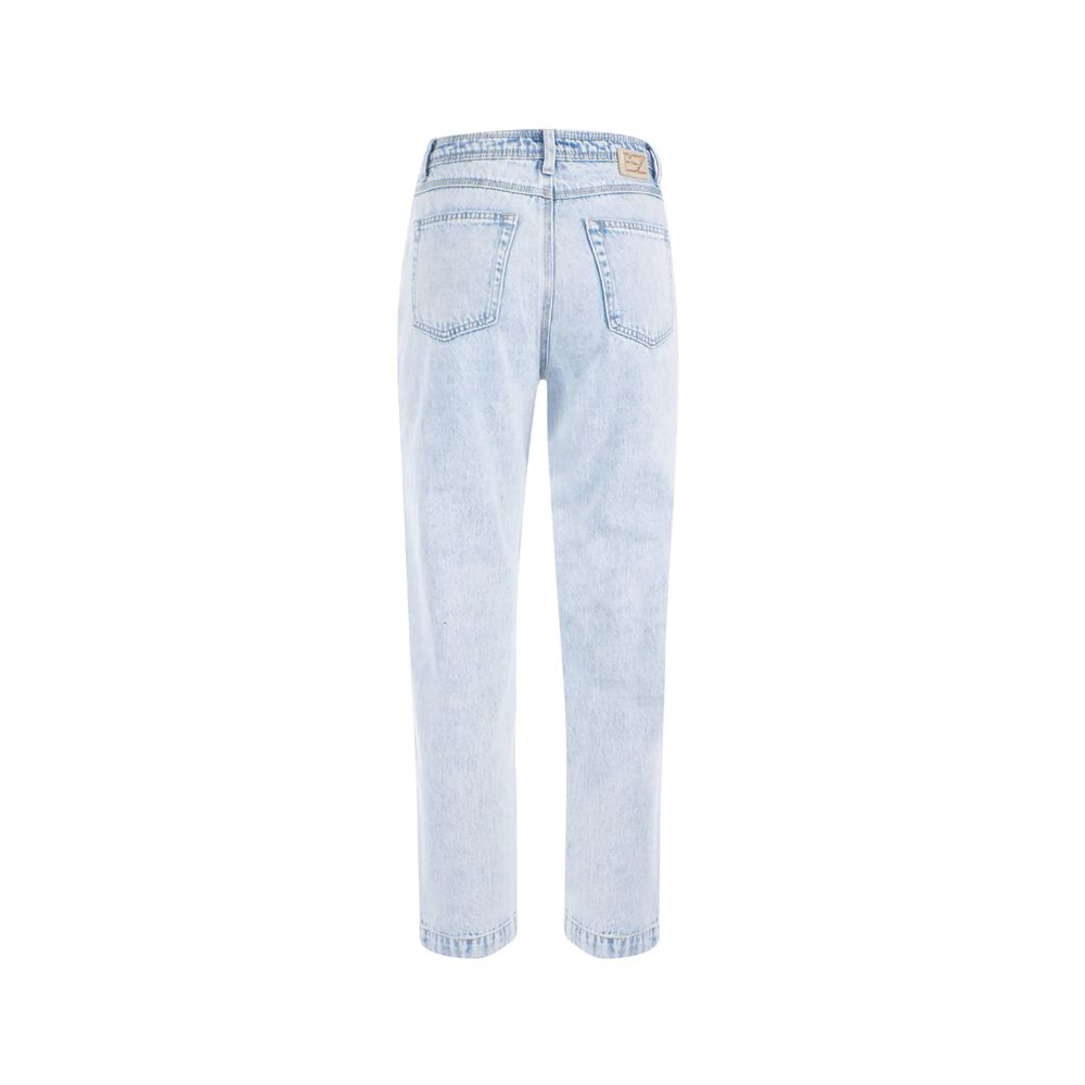 Blue Cotton Women High-Waisted Jean