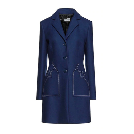 Blue Wool Women Coat