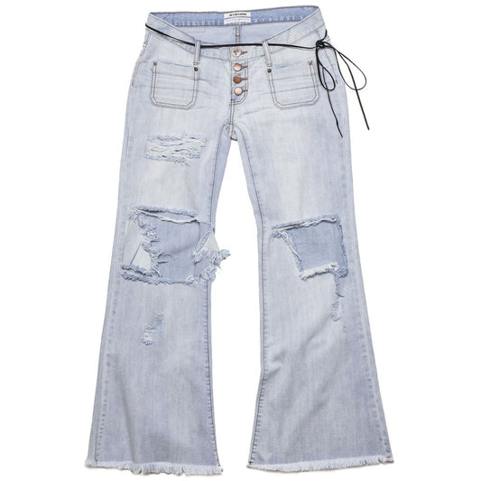Blue Cotton Women's Flared Jean