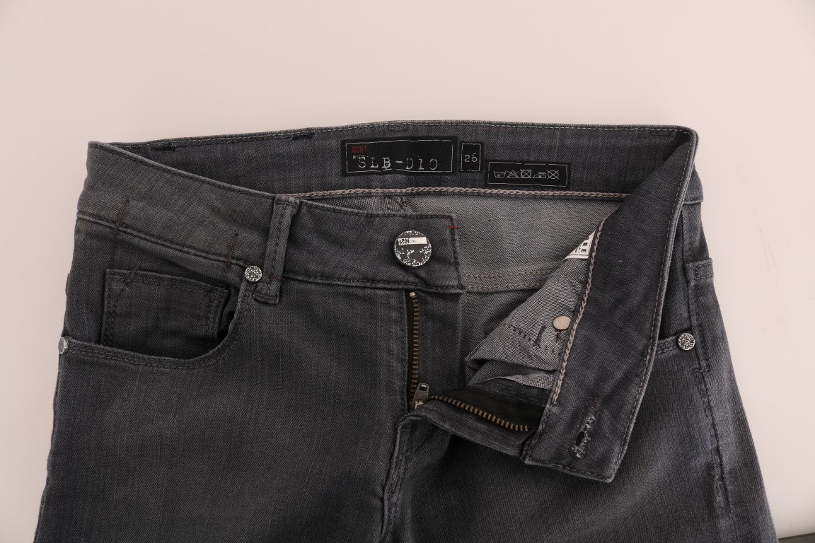 Gray Cotton Slim Fit Denim Jeans
