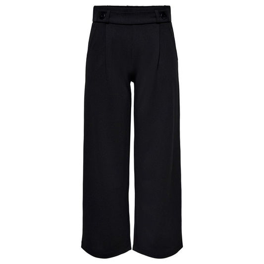 Black Polyester Casual Pants