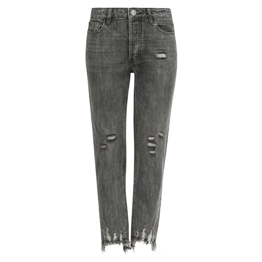 Gray Cotton Women Jean