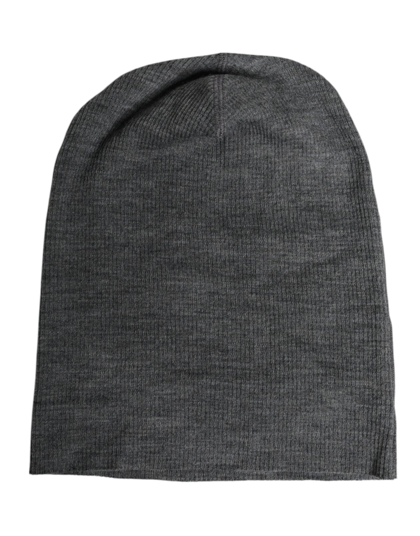 Gray Wool Blend Knitted Beanie Cap