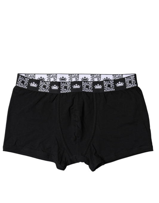 Black Cotton Stretch Men Regular Boxer Underwear