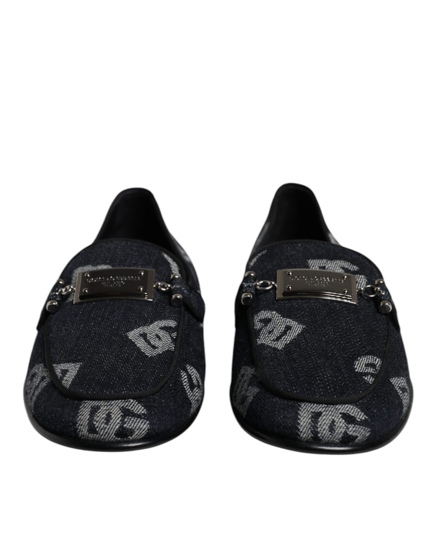 Black Logo Cotton Loafers Formal Dress Shoes