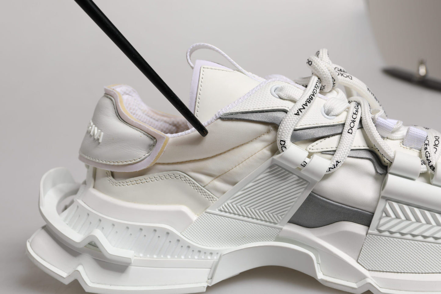 White Nylon Low Top Space Sneakers Shoes