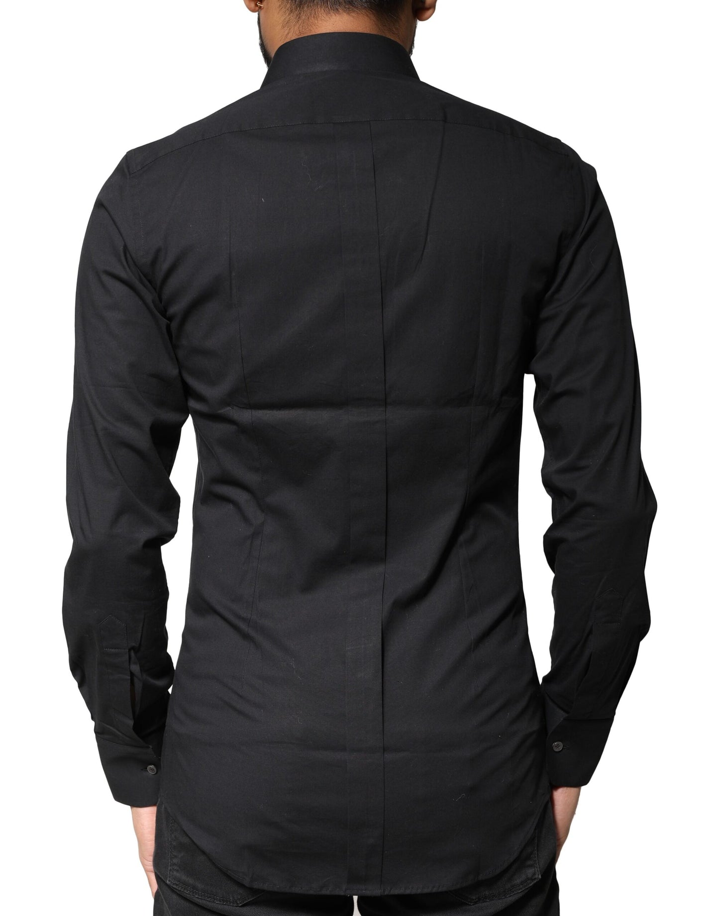 Black Cotton GOLD Long Sleeves Dress Shirt