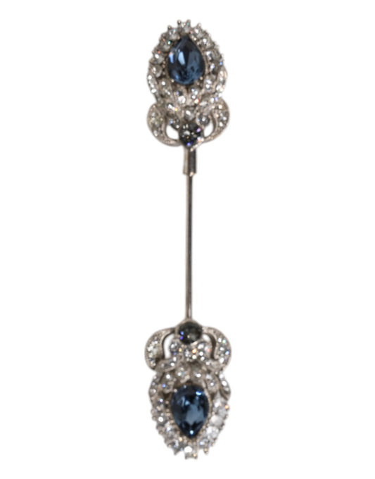 925 Sterling Silver Crystals Collar Brooch Accessory Pin