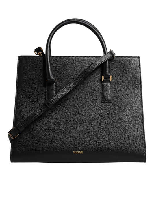 Black Large Leather Top Handle Shoulder Crossbody Bag