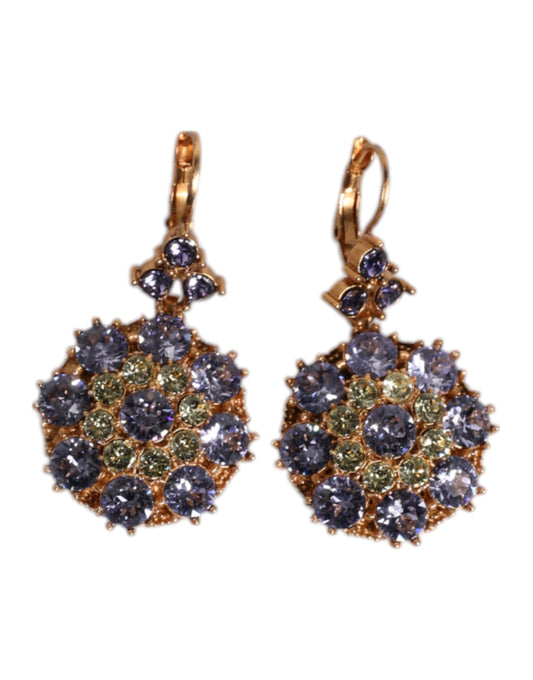 Earrings Brass Multicolor Floral Crystal Dangling Jewelry