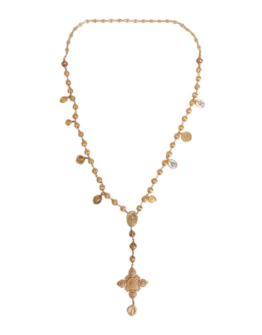 Gold Tone Chain Brass Beaded Statement Sicily Necklace