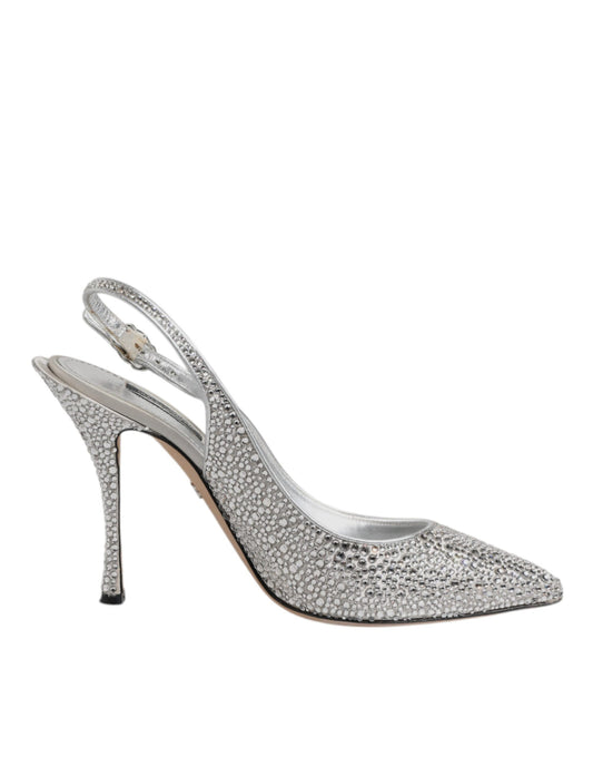 Silver Crystal Embellish Stiletto Heels Shoes
