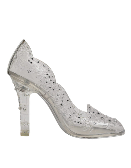 Clear Crystal Floral Heels CINDERELLA Shoes