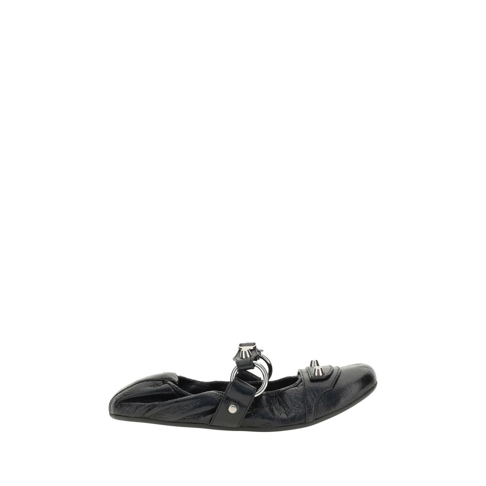 Black Calf Leather Bos Taurus Ballet Flats
