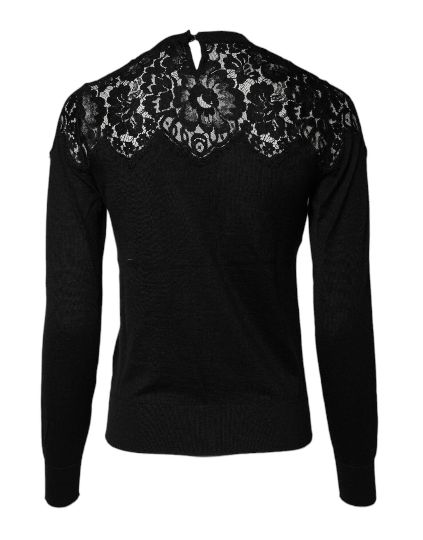 Black Floral Lace Long Sleeves Blouse Top