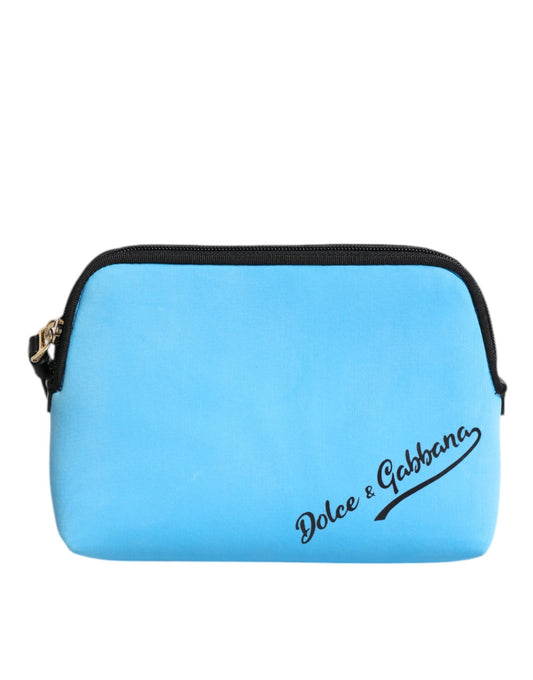 Blue DG Logo Print Clutch Zip Borse Pouch Bag