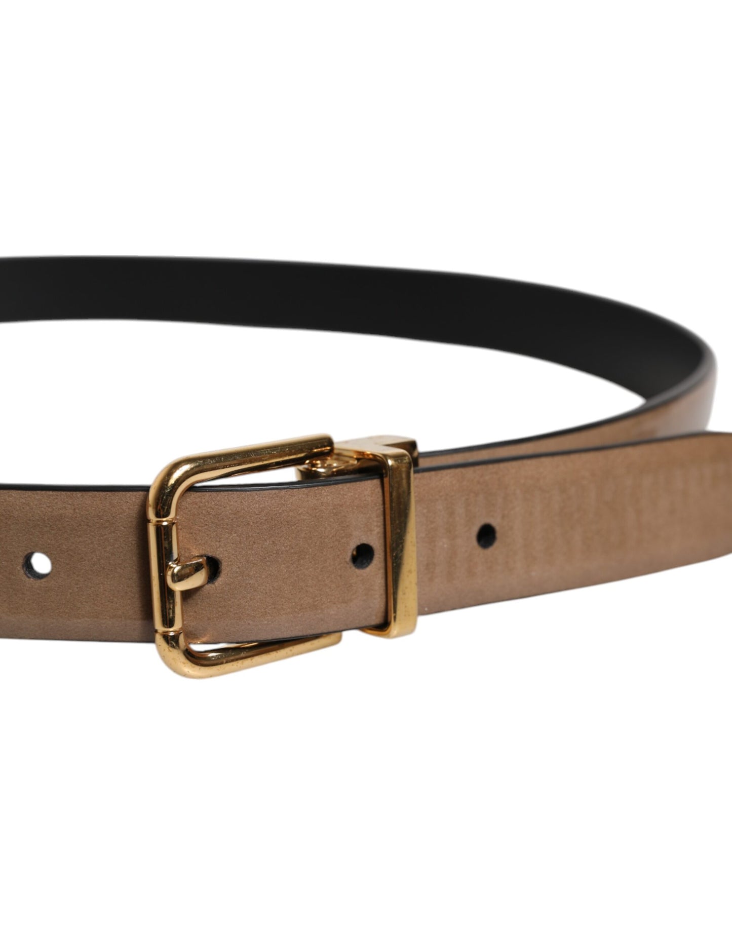Brown Leather Classic Metal Logo Buckle Belt