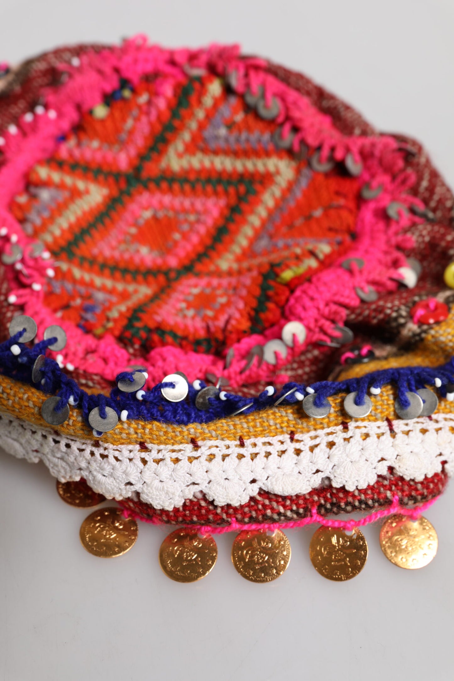 Multicolor Floral Sequin Knitted Embellished Hat