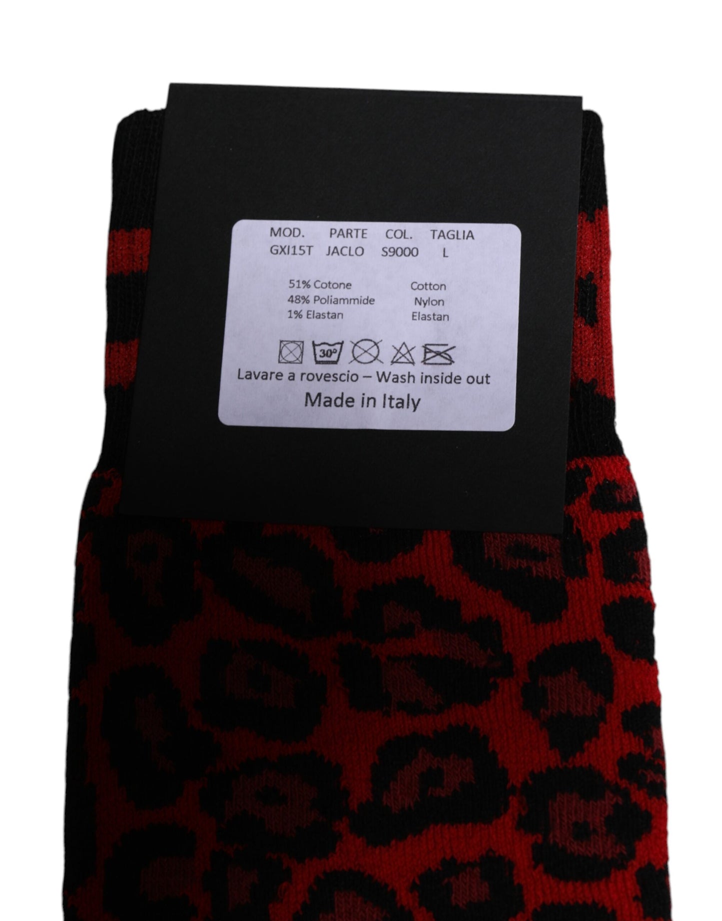 Black Red Leopard Mid Calf Men Socks