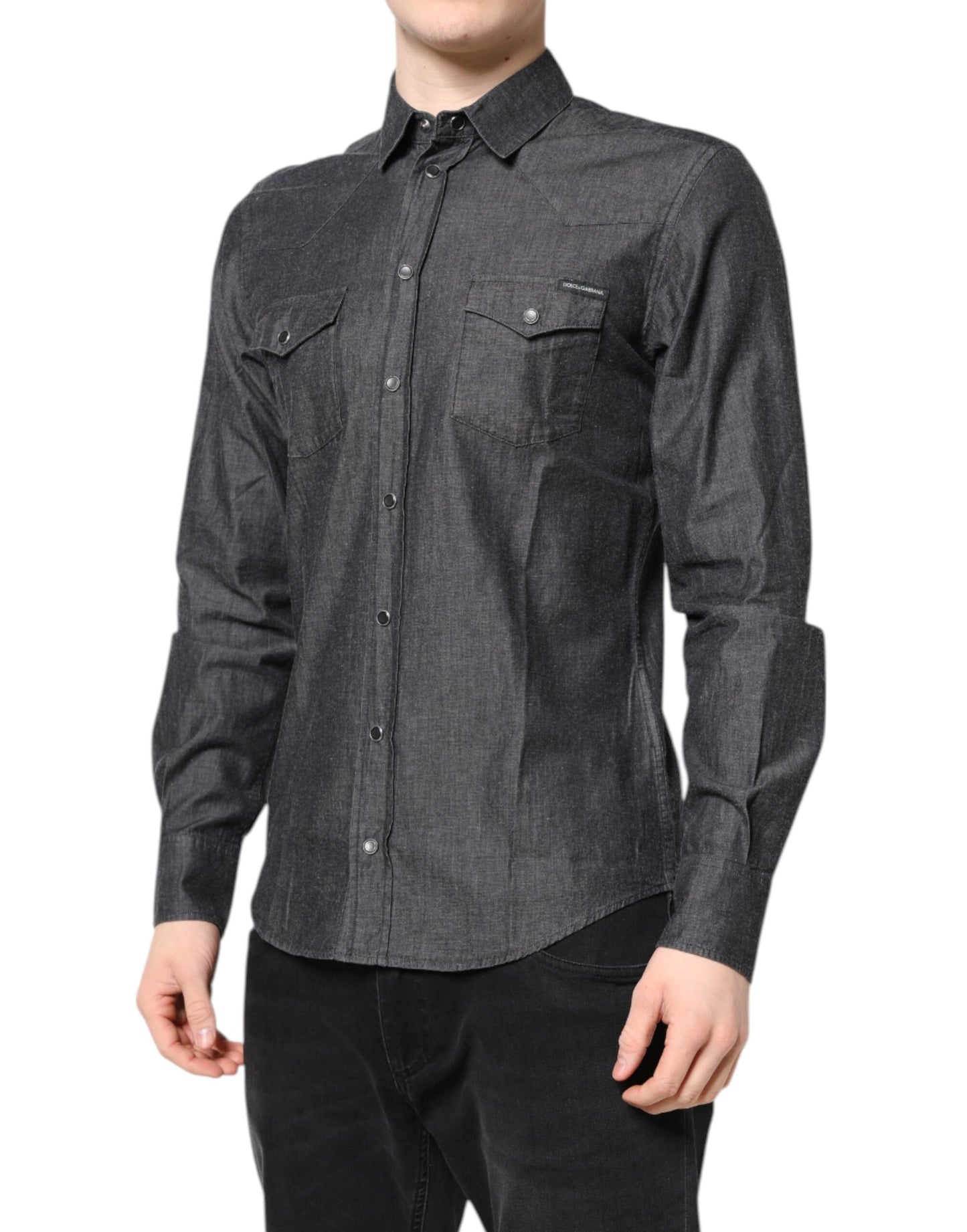 Gray Cotton Long Sleeves Casual Shirt