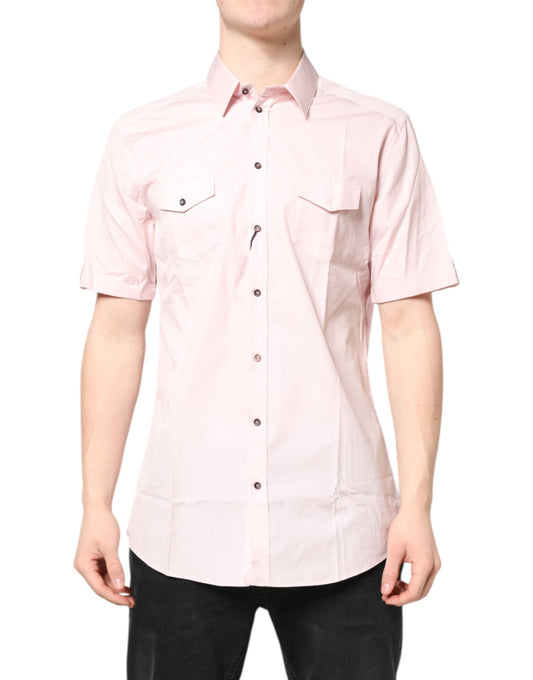 Pink Short Sleeves Cotton GOLD Casual Shirt