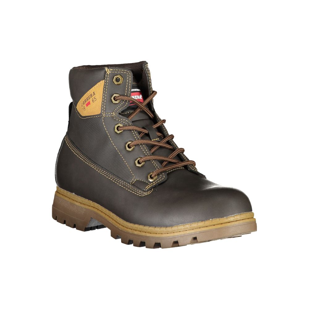 Brown Polyester Men Boot