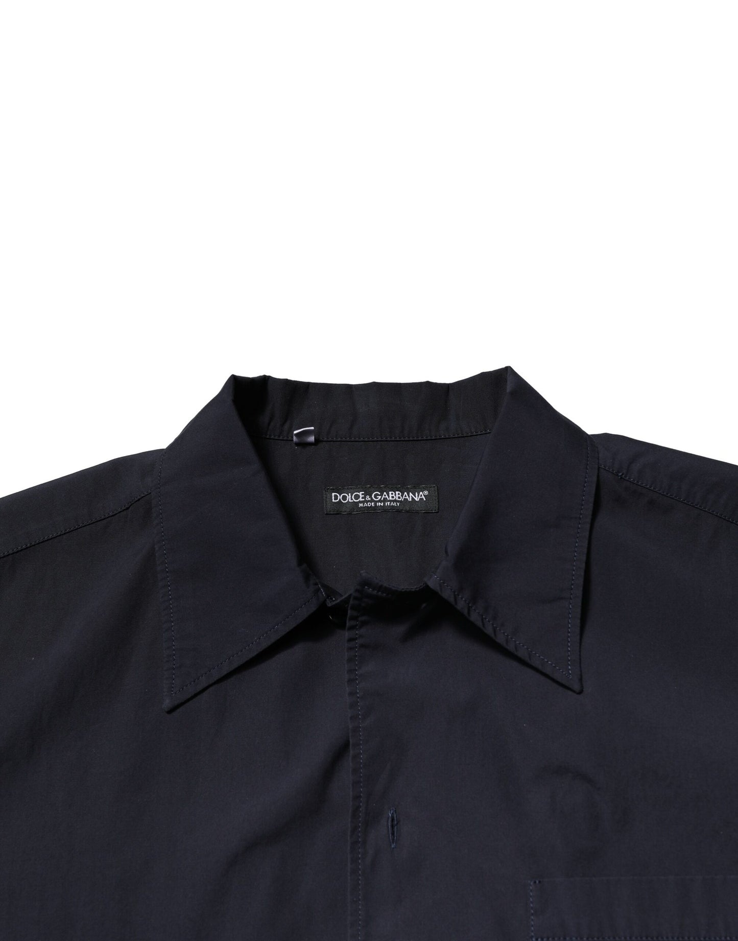 Dark Blue Cotton Short Sleeves Casual Shirt