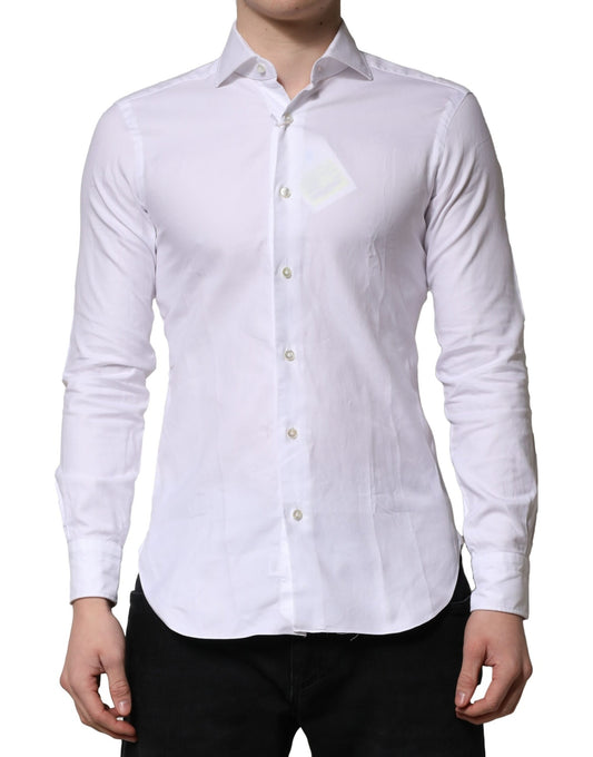 White Long Sleeves Collared Dress Formal Shirt