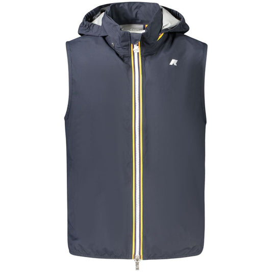 Blue Polyester Men Sleeveless Jacket