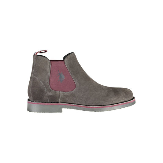Gray Leather Mens Ankle Boot